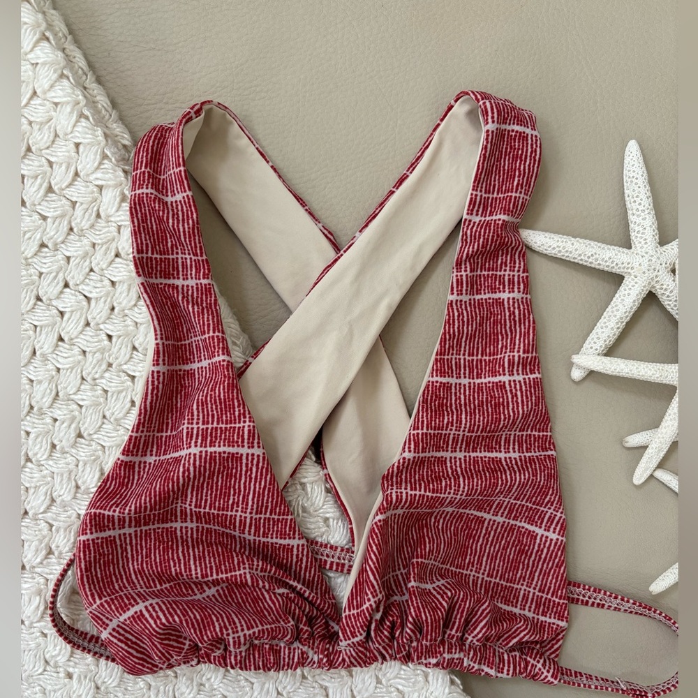 Tavik XS Red/White Bikini Top
